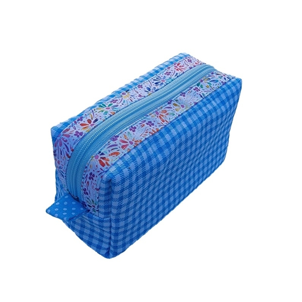 Blue Gingham Cosmetic Bag